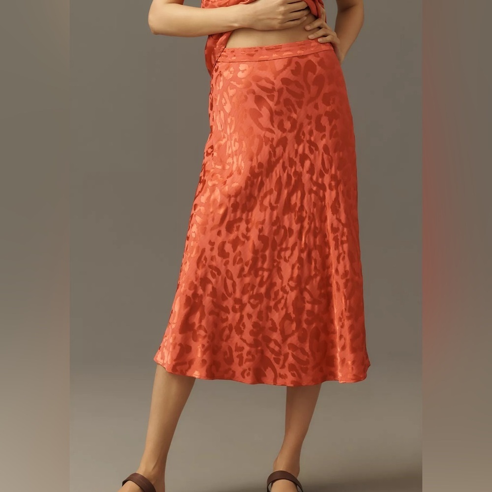 NWT Anthropologie Farm Rio Size XS Jacquard Leopard Midi Skirt